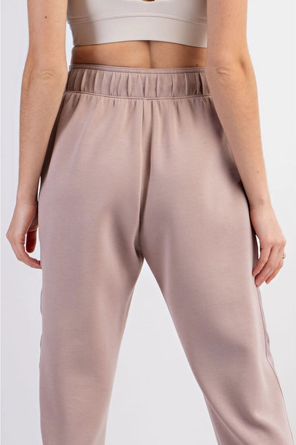 Modal Poly Span Jogger with Side Satin Detail Lt Mocha