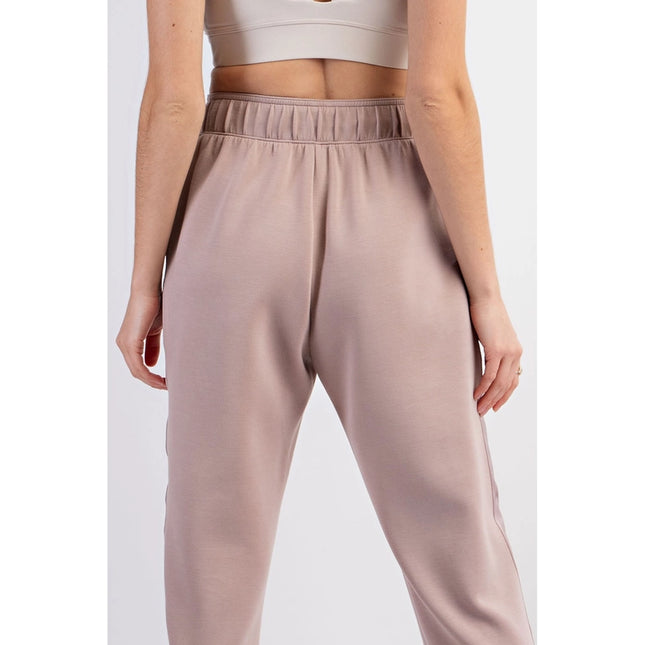 Modal Poly Span Jogger with Side Satin Detail Lt Mocha