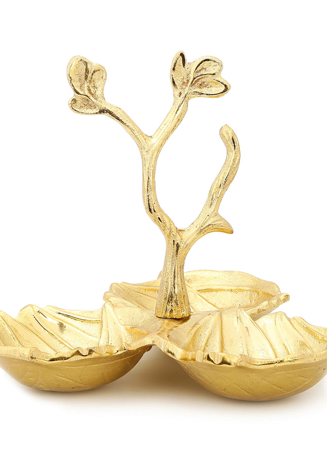 Gold Leaf 3 Sectional Relish Dish-CLASSIC TOUCH DECOR INC.-Urbanheer