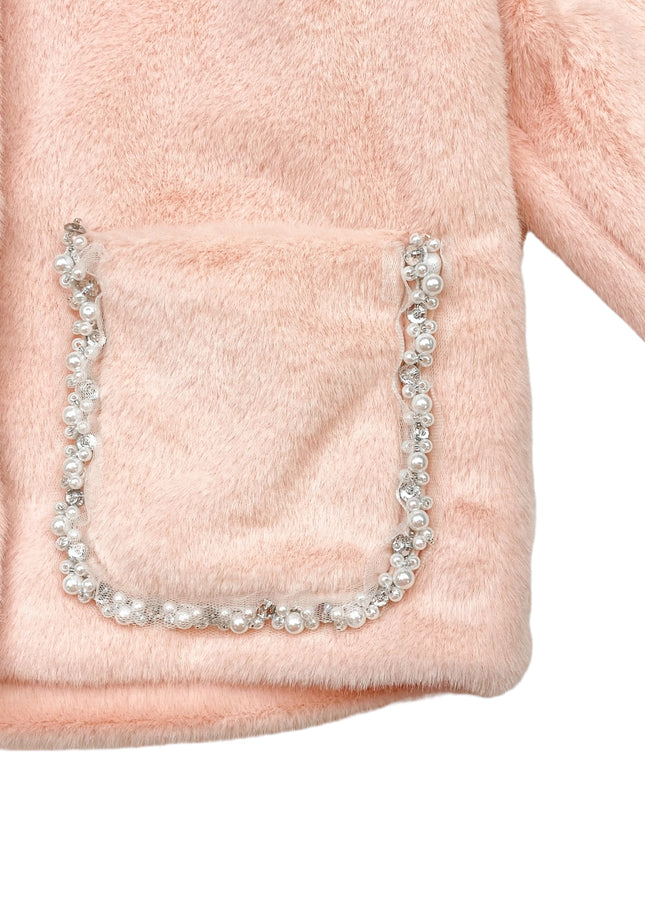 Embellished Trim Furry Jacket-doe a dear-Urbanheer