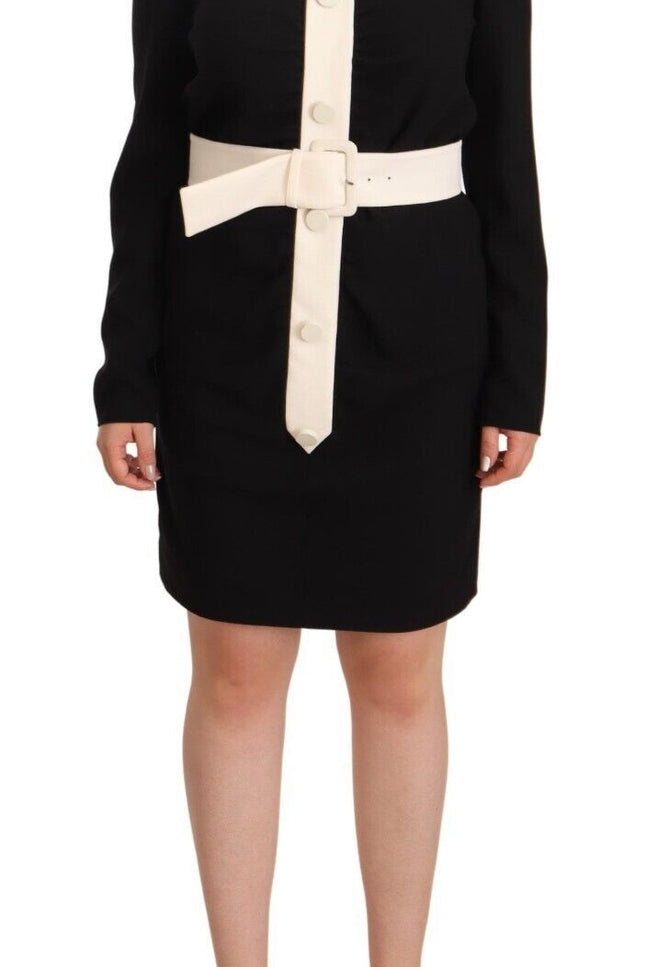 Givenchy Elegant Black Wool Mini Dress with Belt