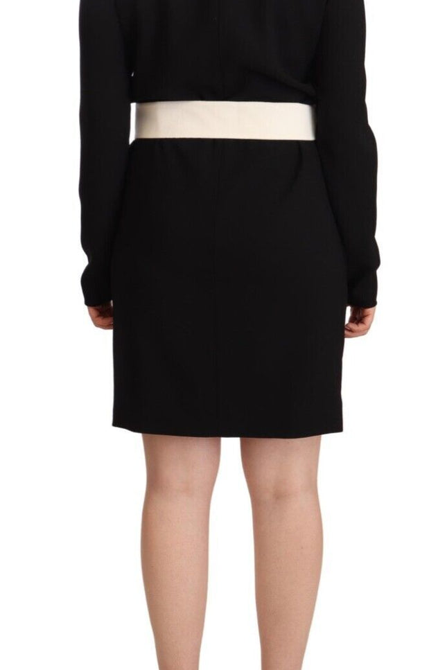 Givenchy Elegant Black Wool Mini Dress with Belt