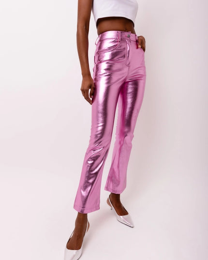 Lupe Metallic Faux Leather Slim Fit Pants-Pants-Amy Lynn-Urbanheer