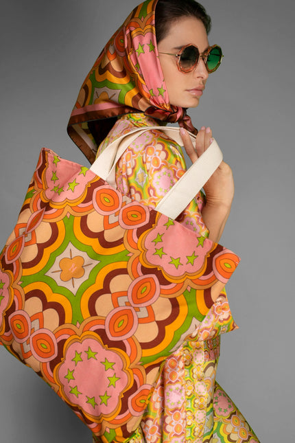 Psychedelic Pop Patterns Cotton Canvas Tote Large Bag-Nuvula-Urbanheer