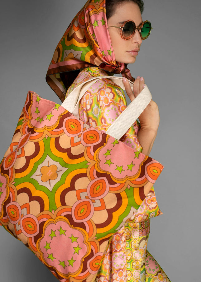 Psychedelic Pop Patterns Cotton Canvas Tote Large Bag-Nuvula-Urbanheer