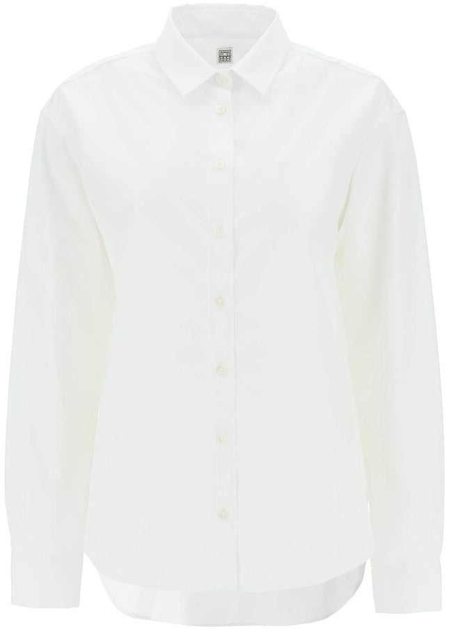 Toteme logo-embroidered cotton shirt