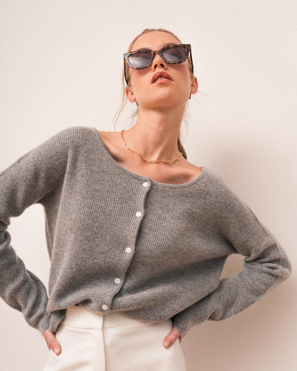 Camille Cardigan Grey-Cardigan-Bel Cashmere-S-Urbanheer