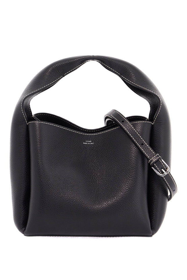 Toteme black calfskin bucket bag with adjustable shoulder strap