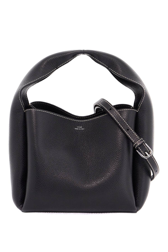 Toteme black calfskin bucket bag with adjustable shoulder strap