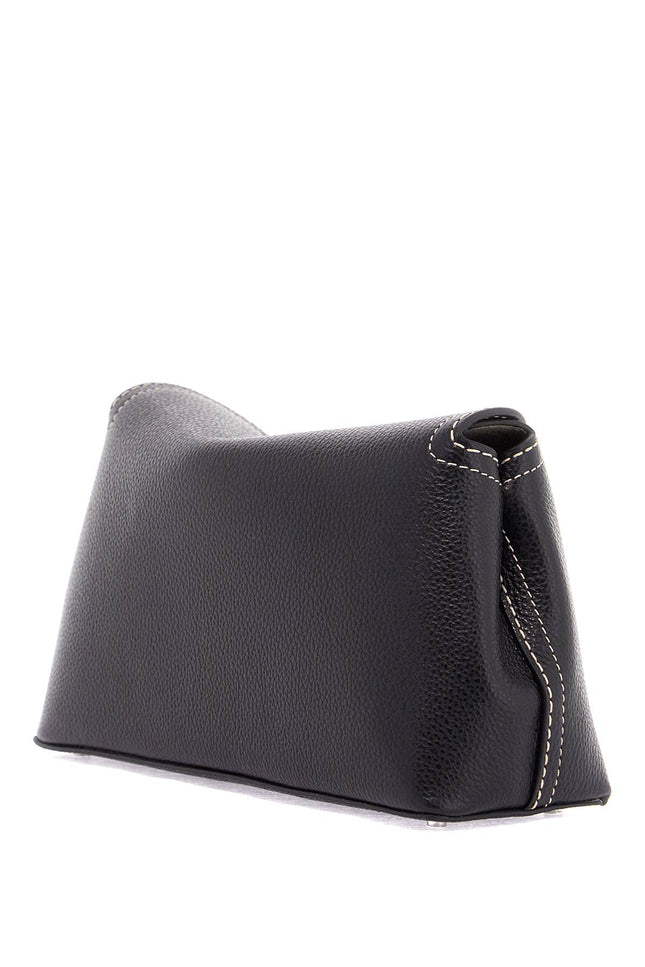 Toteme clutch t-lock black grain leather with adjustable shoulder strap