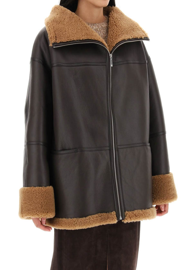 Toteme Signature Shearling Jacket-Clothing - Women-TOTEME-Brown-XS/S-Urbanheer