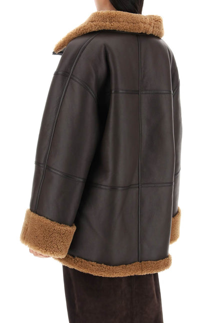 Toteme Signature Shearling Jacket-Clothing - Women-TOTEME-Brown-XS/S-Urbanheer