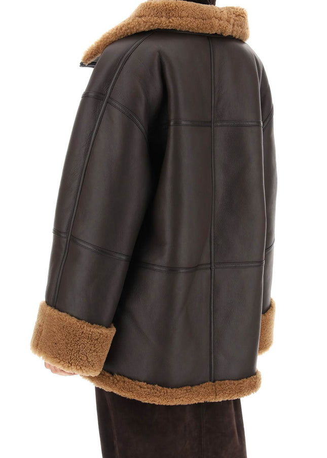 Toteme Signature Shearling Jacket-Clothing - Women-TOTEME-Brown-XS/S-Urbanheer