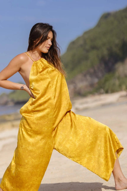 Vata Playsuit (Silk, Multiple Colors) Tumeric Gold-Playsuit-Myrah Penaloza Collection-silk-Urbanheer