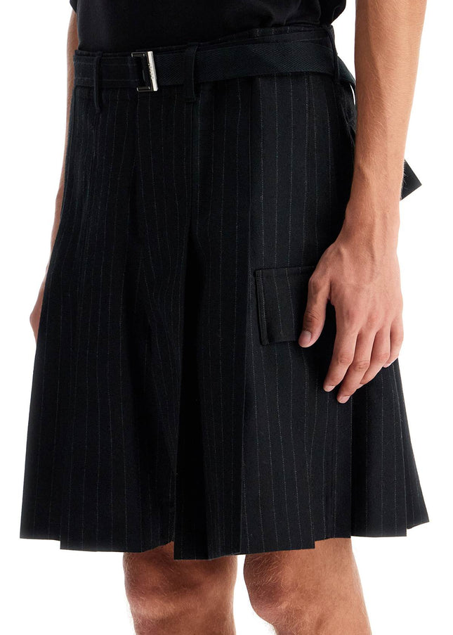 Sacai striped pleated bermuda shorts