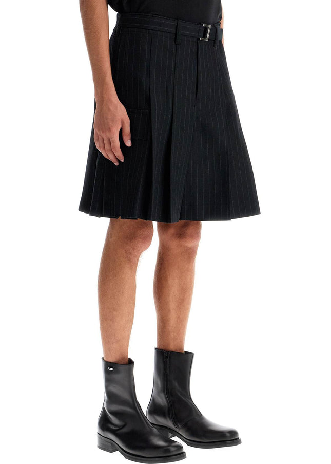 Sacai striped pleated bermuda shorts