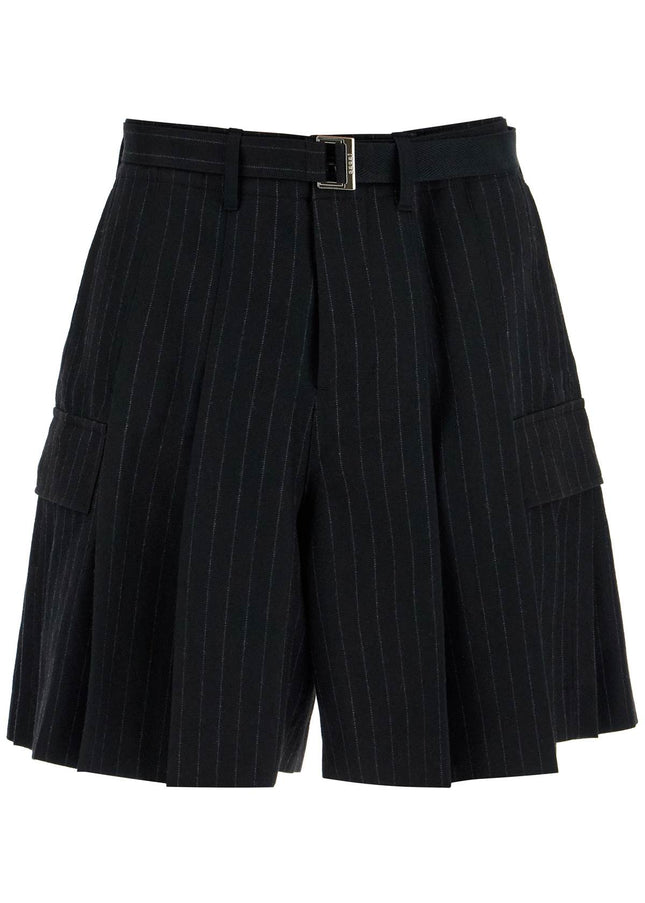 Sacai striped pleated bermuda shorts