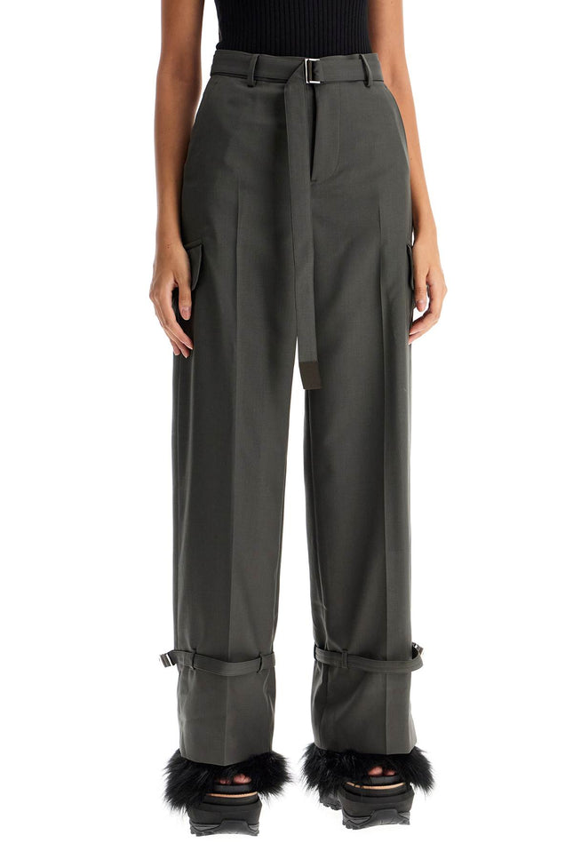 Sacai cargo wool blend trousers for men.