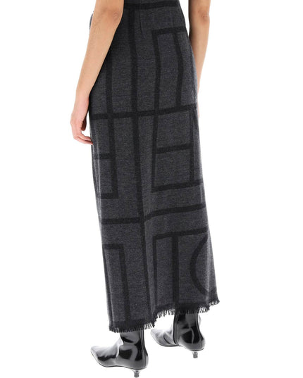 Toteme Monogram Wool Maxi Sarong Skirt-TOTEME-Urbanheer