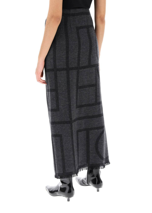 Toteme Monogram Wool Maxi Sarong Skirt-TOTEME-Urbanheer