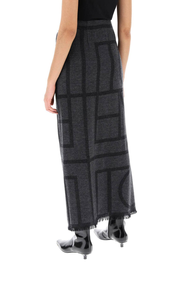 Toteme Monogram Wool Maxi Sarong Skirt-TOTEME-Urbanheer