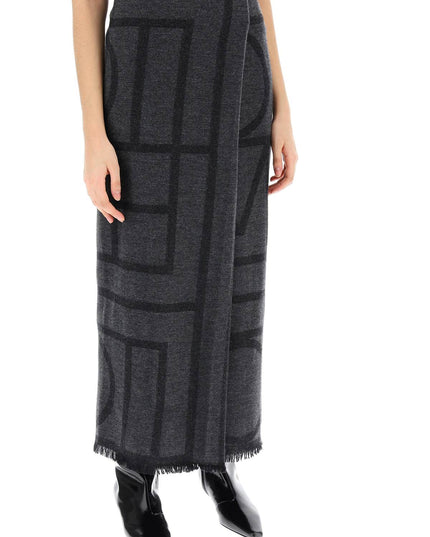 Toteme Monogram Wool Maxi Sarong Skirt-TOTEME-Urbanheer