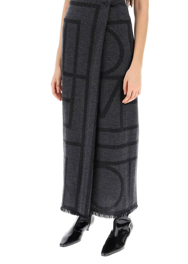 Toteme Monogram Wool Maxi Sarong Skirt-TOTEME-Urbanheer