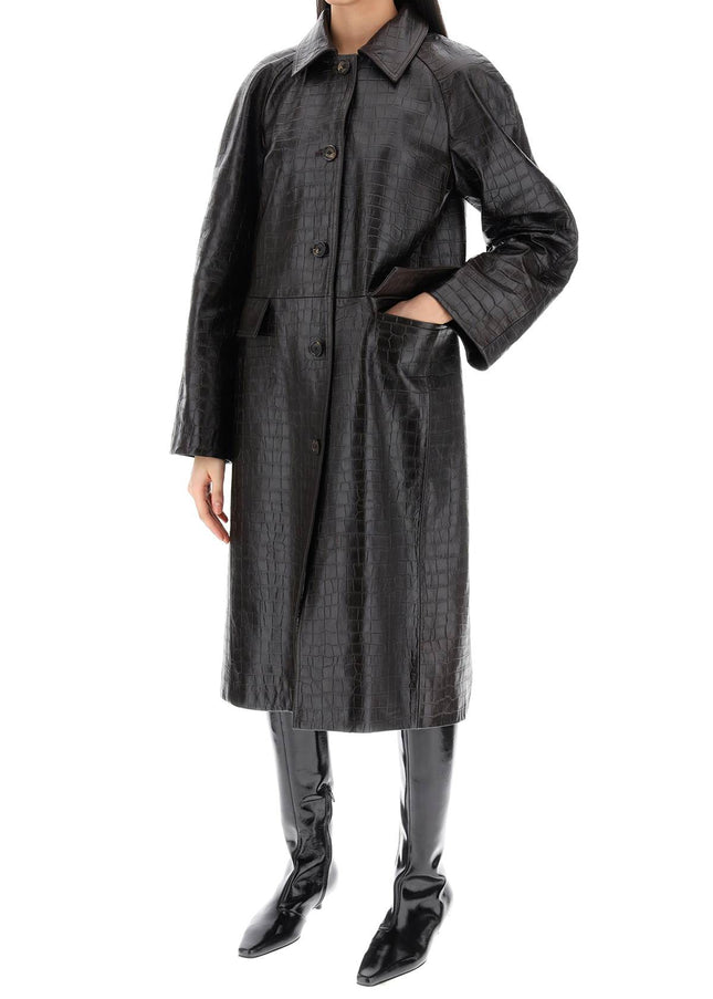 Toteme crocodile embossed leather coat