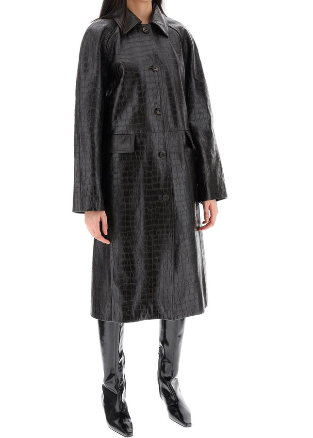 Toteme crocodile embossed leather coat