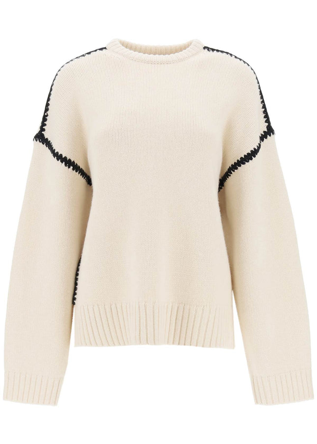 Neutro Toteme Sweater With Contrast Embroideries-Toteme-Neutro-M-Urbanheer