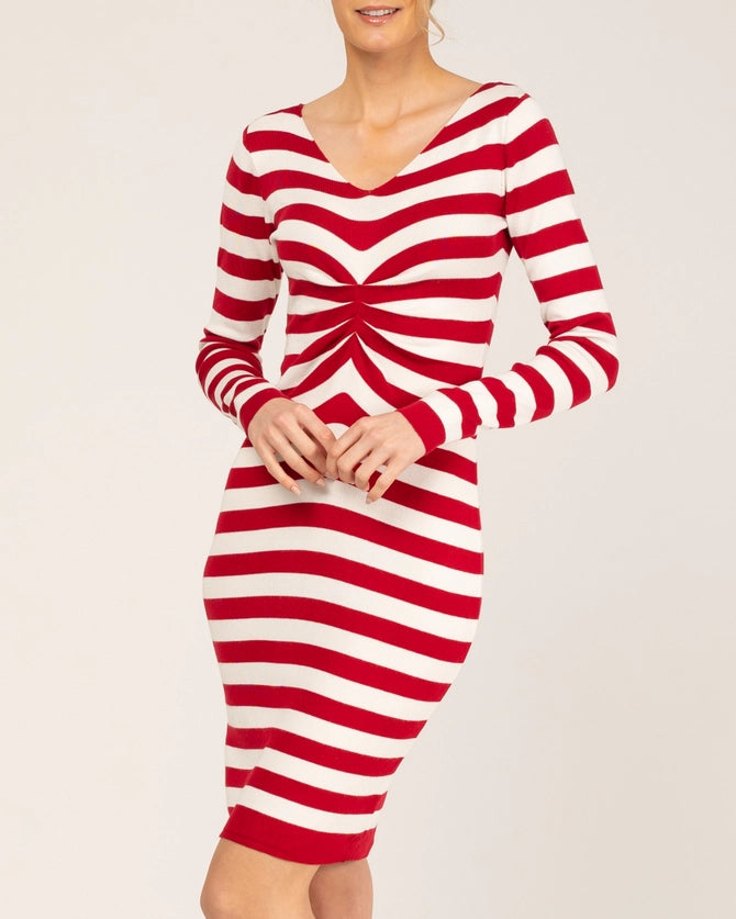 Tailored Striped Knit Dress-Clothing - Women-Tantra-One Size-Urbanheer