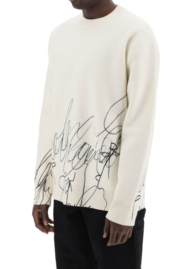 Oamc scribble print wool cotta pullover