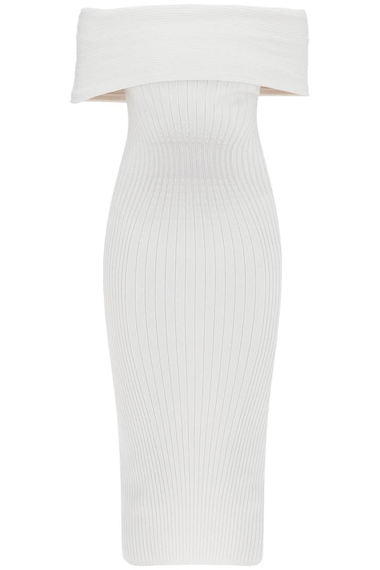 Mugler off-shoulder midi