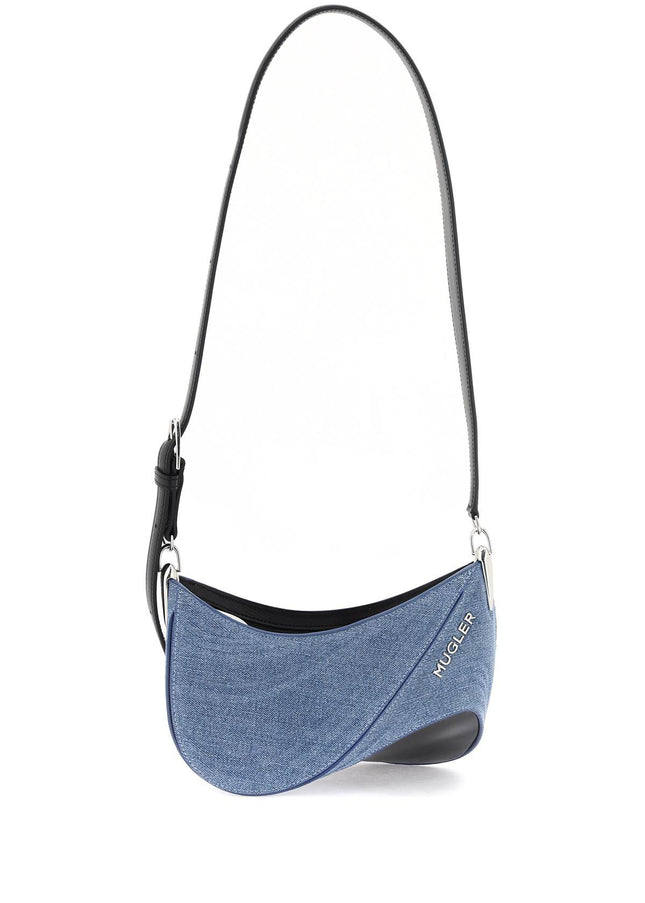 Mugler small denim spiral curve 01 shoulder bag