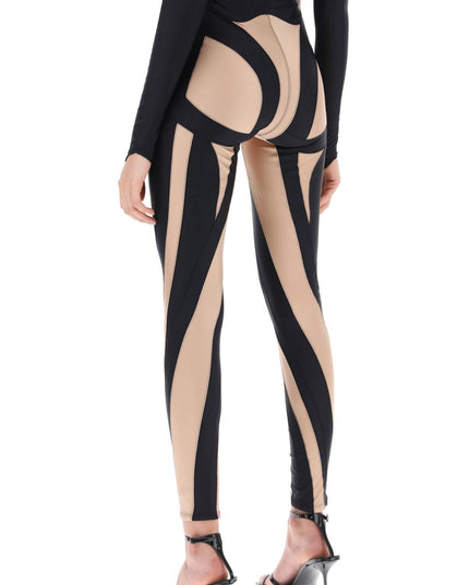 Mugler Two-Tone Spiral Leggings-Leggings-MUGLER-Urbanheer