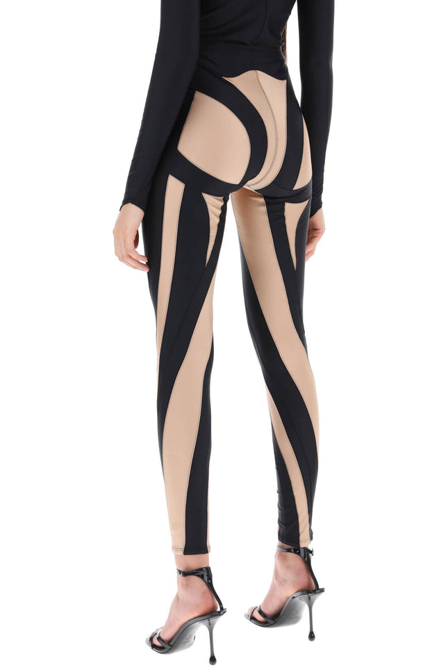 Mugler Two-Tone Spiral Leggings-Leggings-MUGLER-Urbanheer