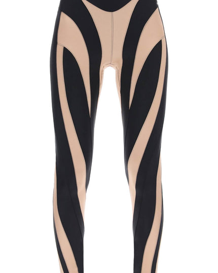 Mugler Two-Tone Spiral Leggings-Leggings-MUGLER-36-Urbanheer