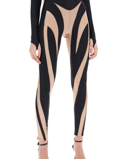 Mugler Two-Tone Spiral Leggings-Leggings-MUGLER-Urbanheer