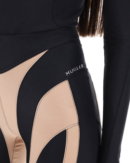 Mugler Two-Tone Spiral Leggings-Leggings-MUGLER-Urbanheer