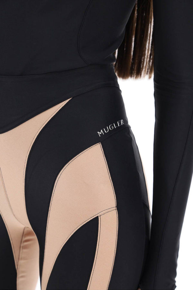 Mugler Two-Tone Spiral Leggings-Leggings-MUGLER-Urbanheer