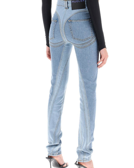 Mugler Spiral Two-Tone Skinny Jeans-Jeans-MUGLER-Urbanheer