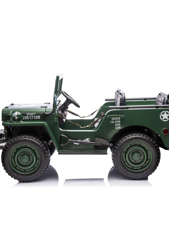 24V Military Willy Jeep 3 Seater Electric Ride On