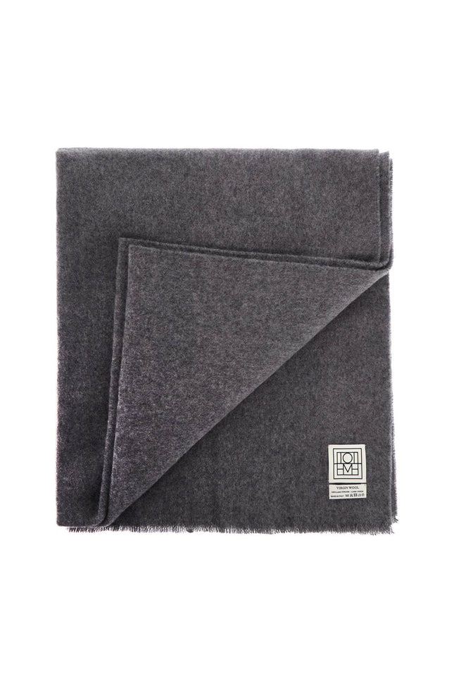 Toteme classic wide scarf in melange grey wool