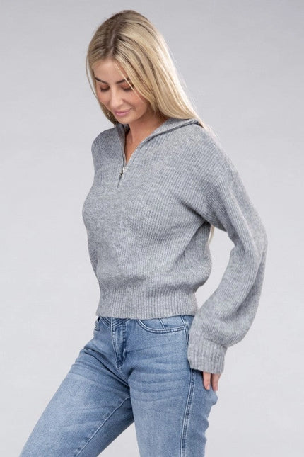 Easy-Wear Half-Zip Pullover Heather Grey-Pullover-Blak Wardrob-Urbanheer