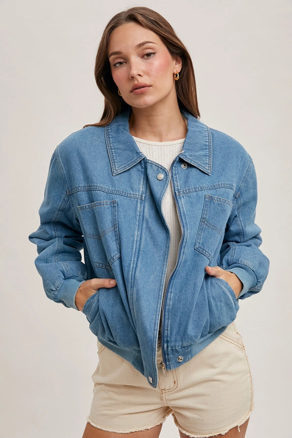 Faux Fur Detachble Denim Jacket