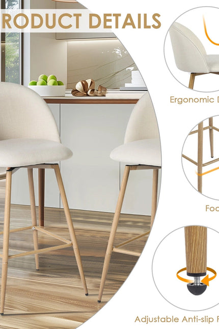 27in Swivel Counter Barstools Fabric -Beige