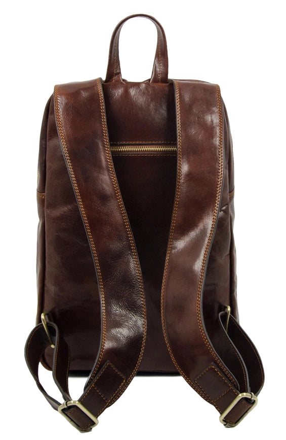 Brown Large Leather Backpack - L.A. Confidential Brown