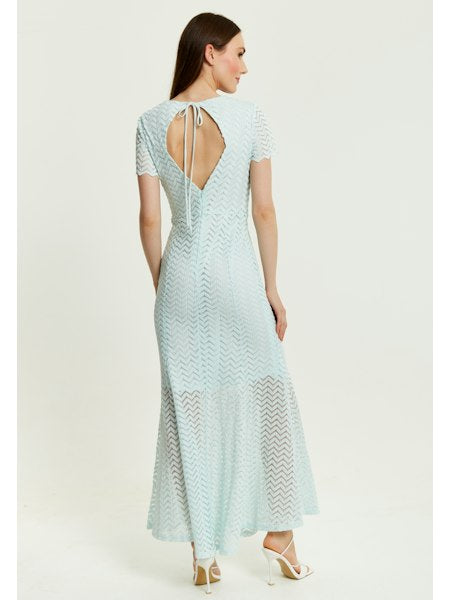 Liquorish Light Blue Lace Maxi Dress With Open Back Detail-Clothing Dresses-Liquorish-Urbanheer