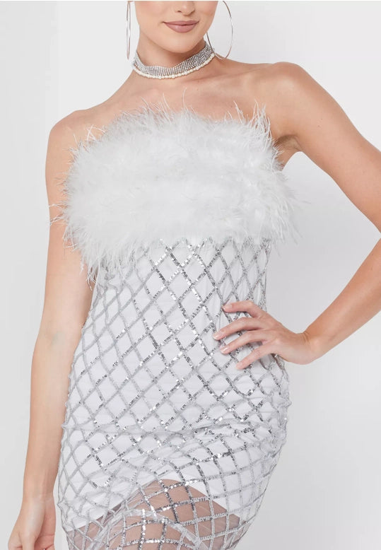 Hollywood Feather Detail Sleeveless Dress-Clothing - Women-Amy Lynn-Urbanheer