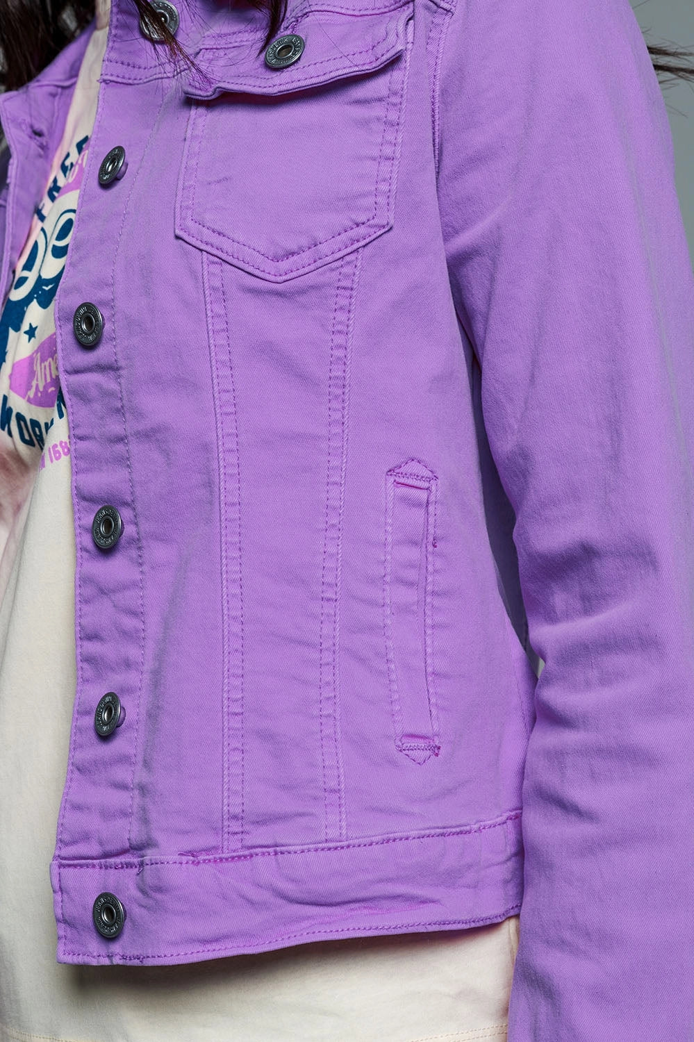 Slim Denim Trucker Jacket In Lilac